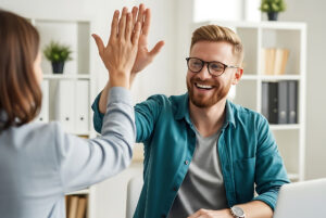 Happy couple high five
