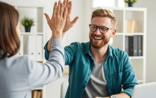Happy couple high five