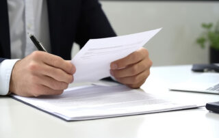 Loan officer reviewing documents